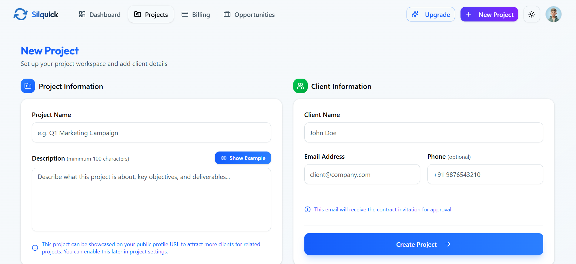 Create New Project Form