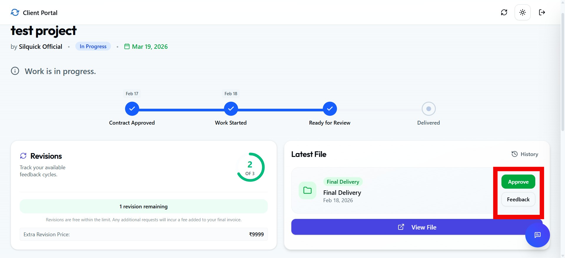Silquick Client Approval Interface