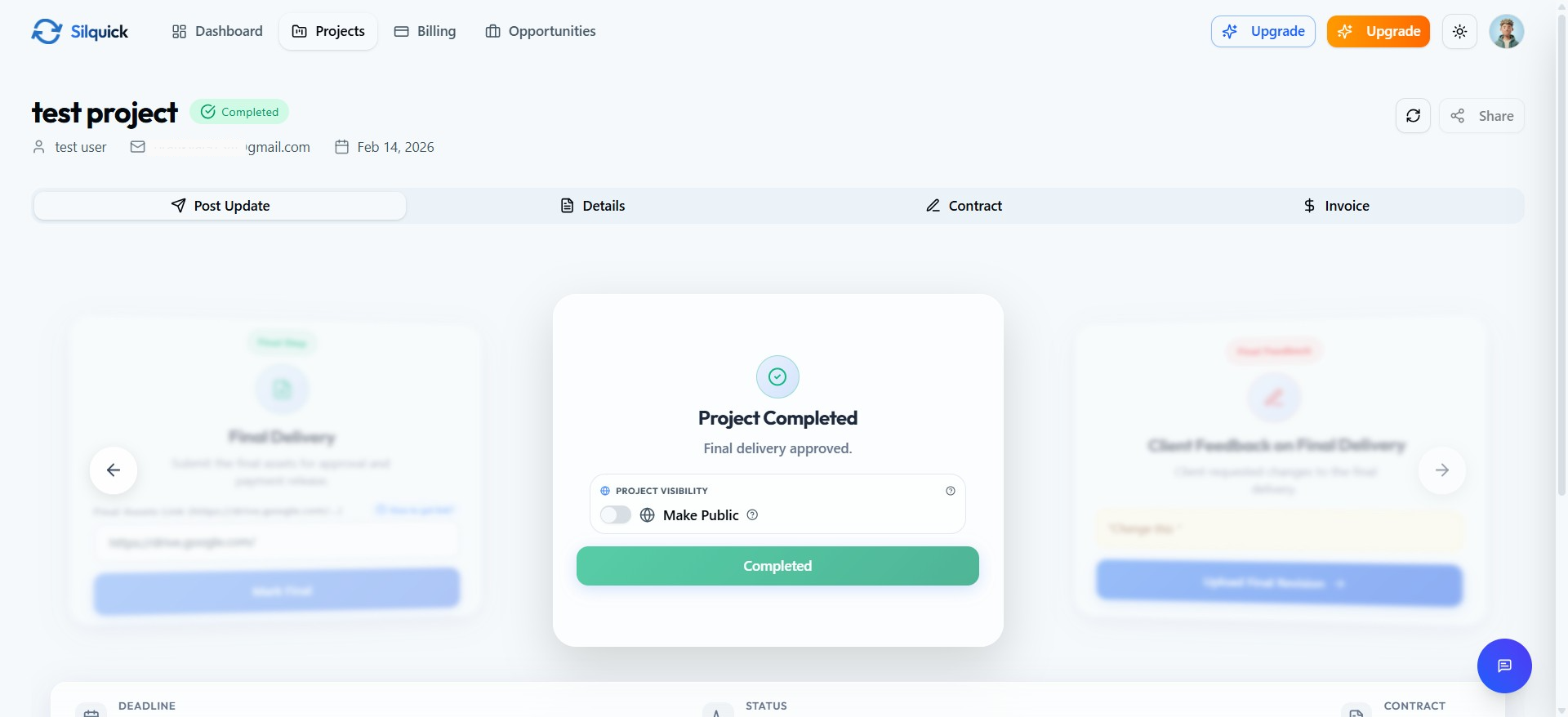 Silquick Project Management Dashboard